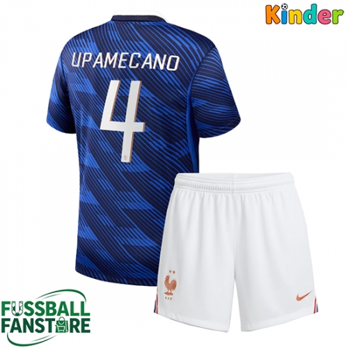 Frankreich Dayot Upamecano #4 Replik Heimtrikot Kinder WM 2026 Kurzarm (+ Kurze Hosen)